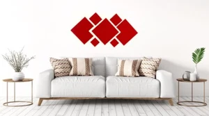 Burgundy Red Square Design Wall Decal For Home/Business Wall Accent Sticker - Bild 1 von 6