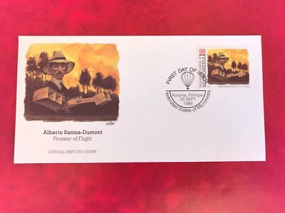 MICRONESIA 1993 FDC PIONEERS OF FLIGHT ALBERTO SANTOS-DUMONT NO 14 BIS - Image 1 of 2