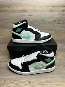 Nike Air Jordan 1 Mid Mens Size 13 White Black Green Glow DQ8426-103 - Picture 1 of 11