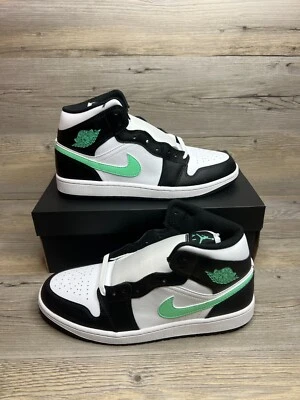 Nike Air Jordan 1 Mid Mens Size 10.5 White Black Green Glow DQ8426-103 - Image 1 of 4