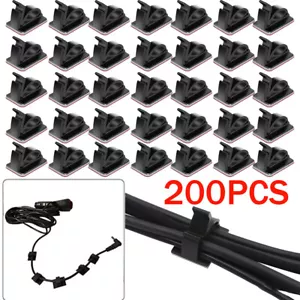 Cable Clips Self-Adhesive Cord Wire Holder Management Organizer Clamp 200pcs - Picture 1 of 12