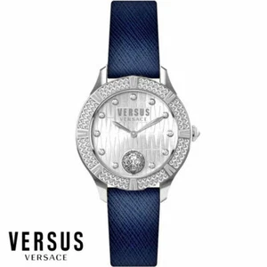 Versus by Versace VSP261219 Canton Road argento blu pelle orologio da polso donna NUOVO - Foto 1 di 1