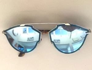 CHRISTIAN DIOR SO REAL BLUE MIRRORED SUNGLASSES SILVER TORTOISESHELL - Picture 1 of 6