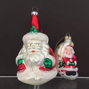 2 Babbo Natale Vetro Soffiato Decorazione Natalizia 4 in Luna Rossa Dipinta a Mano - Foto 1 di 9