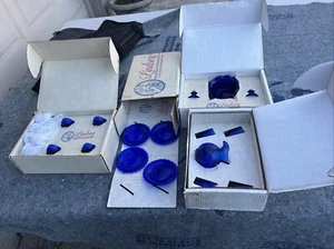 Vintage Posten 4 Schachteln, Moser Glas Lindsey Kobalt Tee Krug & 4 Becher und mehr - Bild 1 von 24