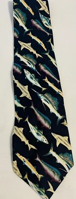 E Graziano Mens Saltwater Ocean Fish Shark Novelty Neck Tie 58"X4 - Image 1 of 3
