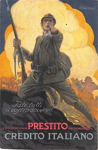 c.1915 sgd. Mauran ? WWI Itailian Poster Prestito Credito Italiano post card - Picture 1 of 2
