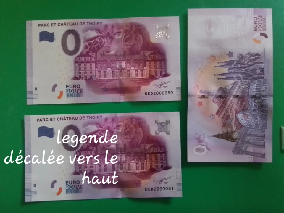 Billet Zero 0 Euro Thoiry UEDZ - 2016 numéro 81 fauté  + N°80 normal petits N° - Photo 1/1