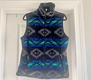 VTG Y2k Chaps Sport Aztec Southwestern Fleece vest Full Zip Women's Size Large - Picture 1 of 4