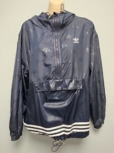 Adidas Hooded Windbreaker Pullover All Over Trefoil Logo Print