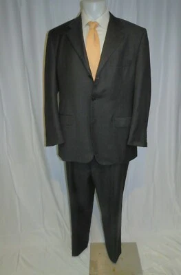 d'Avenza Roma Hand Tailored Forest Gray Plaid VTG Three Button Suit 48L - Image 1 of 4
