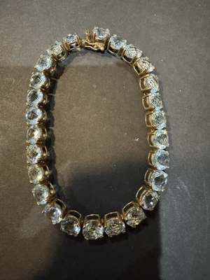 Pulsera tenis topacio azul esterlina 925 T/C Foto 1 de 4