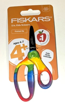 Fiskars 5 Inch Kids Scissors Pointed Tip Safety Edge Blades  Ages 4+ NEW - Image 1 of 2
