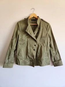 Twinset Simona Barbieri Khaki Cotton Military Jacket Size M Floral Print Luxury - Picture 1 of 7