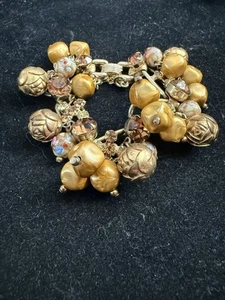 Vintage wunderschönes Juliana D&E Armband goldene Rosen Hochzeitstorte Perlen Strass - Bild 1 von 11