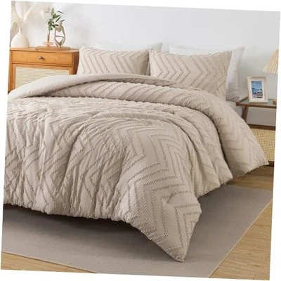  卡其色棉被套装国王尺寸,农舍破旧国王 (104"x90”) 09 - 卡其色 — 第 1/4 张图片