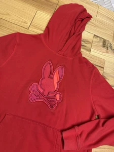 Psycho Bunny Boy's Youth Red Stretchy Hoodie Sz L 14-16 - Picture 1 of 14