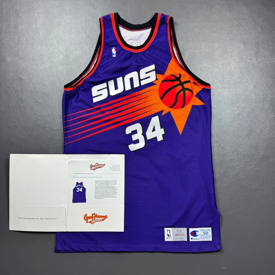 Camiseta Pro Suns 100% autêntica Charles Barkley Vintage Champion 93 94 usada em jogos - Imagem 1 de 4