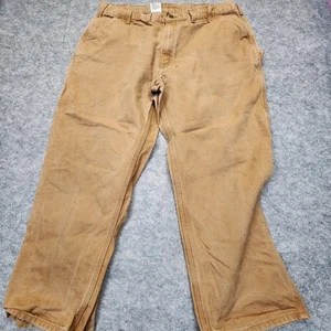Carhartt B11 BRN Men’s Size 44x30 Washed Duck Canvas Dungaree Work Pants Brown - Picture 1 of 10