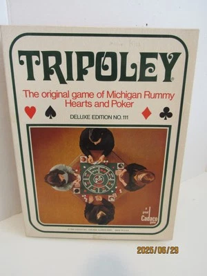 VINTAGE TRIPOLEY GAME 1969 THE ORIGINAL GAME OF MICHIGAN RUMMY , HEARTS, POKER - Image 1 of 2