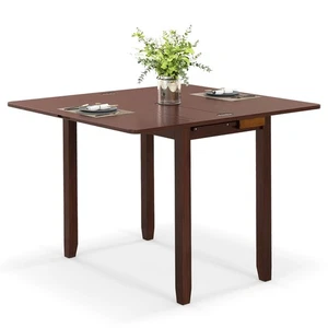 Folding Dining Table for 4 People w/Hidden Storage Rubber Wood Frame for Kitchen - Picture 1 of 10