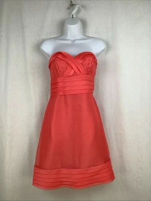 Vestido Formal Max & Cleo Talla 6 Naranja Brillante En Capas Sin Tirantes Regreso a Casa Foto 1 de 4