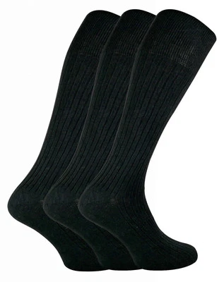 SOCK SNOB 3 Paires Homme 100% Coton Léger Genoux Hautes Longues Respirant Noir Chaussettes