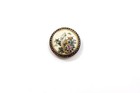Vintage Japanese Ceramic Decorated Button 29mm Floral Blue Gold Bird