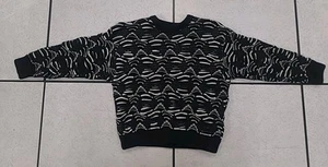 Vintage Black And White 3d Knitted Wool Coogie Black Australian Label LARGE - Picture 1 of 10