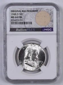 1948-D Franklin Silver Half Dollar - NGC MS64 FBL - Bullion Plus Bag Fragment - Picture 1 of 2