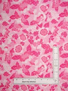 Cancer Awareness Floral Flowers Pink Fabric Patches Of Hope Cotton Windham Yard - Picture 1 of 1