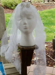 First Communion Veil Pearl Wreath Crown Layered Head Piece Holy Primera Comunion - Picture 1 of 12