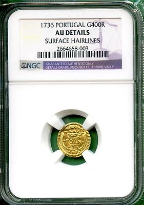 PORTUGAL ORO 1736 400R AU DETALLES Foto 1 de 2