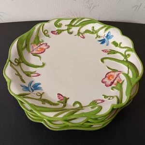 Set Of 4 Temptations "Dragonfly" 10 3/4" Hand Painted/Crafted Dinner Plates - Picture 1 of 7