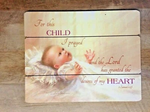 INSEGNA PALLET BAMBINO "PER QUESTO BAMBINO HO PREGATO", 12x15" Nuova con scatola! SPLENDIDO! - Foto 1 di 5