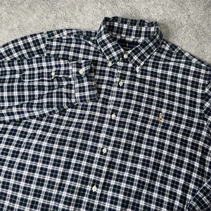Ralph Lauren camicia uomo XL alta bottoni manica lunga blu quadri carne pony - Foto 1 di 7