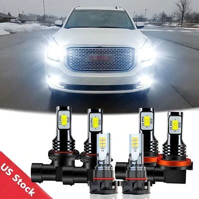 LED Headlights+Fog Lights Bulbs Combo For GMC Yukon XL 2015 2016 2017 2018 2019 Foto 1 de 4