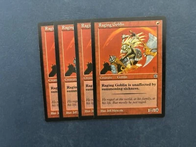 MTG 4X PORTAL SECOND AGE RAGING GOBLIN NM ENGLISH MAGIC THE GATHERING RED COMMON - Image 1 of 4