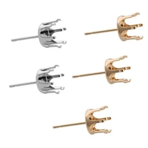 100Pcs Stud Earring Base Blank Prong Setting Round Claw Tray DIY Jewelry Making - Picture 1 of 20