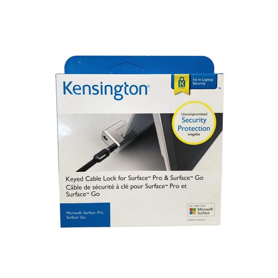 KENSINGTON KEYED CABLE LOCK FOR MICROSOFT SURFACE PRO 7+ 7 6 5 4 GO 2 1 62055 - Image 1 of 4