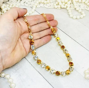 8mm Yellow Gold Plated Crystal Copper Orange cup chain necklace - Picture 1 of 7