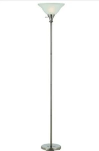 One Light Torchiere In Brushed Steel By Cal Lighting From The Torchiere Collect. - Picture 1 of 2