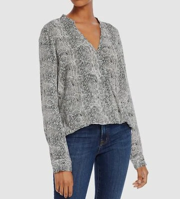 NUEVO $198 Espléndida Blusa Informal Mujer Negra Blanca Cuello en V Manga Larga Talla S Foto 1 de 2