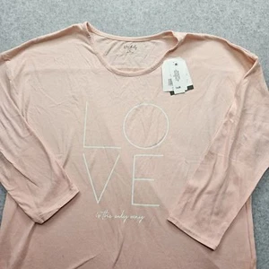 Love Is The Only Way Wonderly Women's XL Baby Pink 3/4 Sleeves Tops NWT - Picture 1 of 15