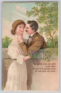 Postcard "Thy gentle voice my spirit..."" Love Romance c 1910 - Picture 1 of 2