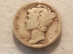 Moneda de diez centavos de plata S Liberty Mercury 1926 - Imagen 1 de 2