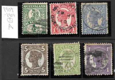 STAMPS-OUEENSLAND. 1907-09. A Selection of 6 Queens Heads. Condition Varies. - Image 1 of 2