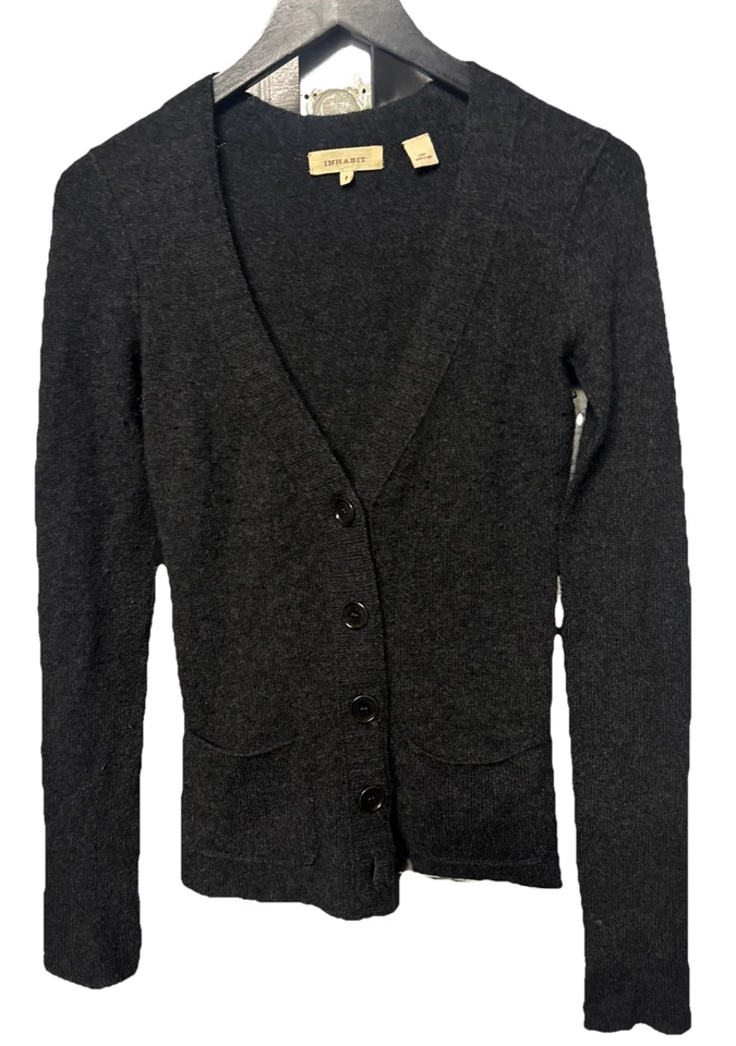Cárdigan de cachemir para mujer Inhabit gris oscuro prendas de punto de lujo con botones talla S Foto 1 de 4