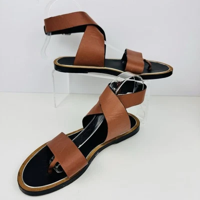 Sandalias Vince Mailin marrón coñac 6,5 para 6 tanga de cuero envolvente al tobillo para mujer’s Foto 1 de 4