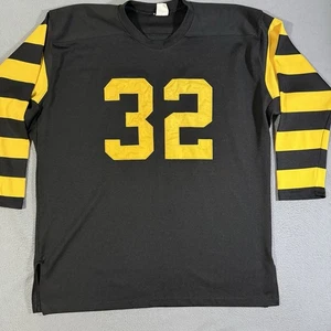 Vintage #32 Rugby Jersey Black Yellow Ringer Long Sleeve Size 58 Alpha Phi Alpha - Picture 1 of 7